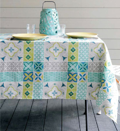 French coated tablecloth (Ciment. water green)